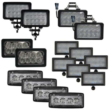 Complete Flood Beam LED Light Kit for John Deere 8000 Series Tractors - (Pkg. of 16)