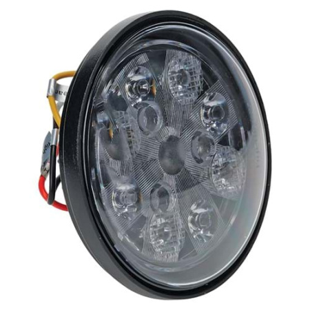 Tiger Lights Industrial 24W LED Sealed Round Work Light w/Red Tail Light for JD Tractors